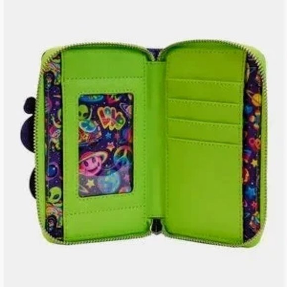 Loungefly Lisa Frank Cosmic Alien Ride Glow Mini Backpack And Wallet - Picture 2 of 8